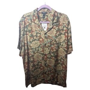 Forever 21 Men's Twill Floral Print Short Sleeve Button Up Shirt Large NWT